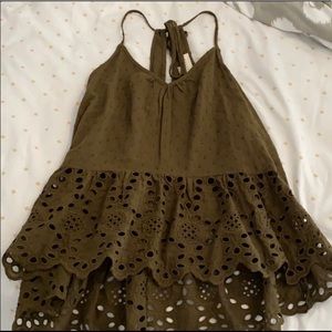 Lace army green tank NEVER WORN